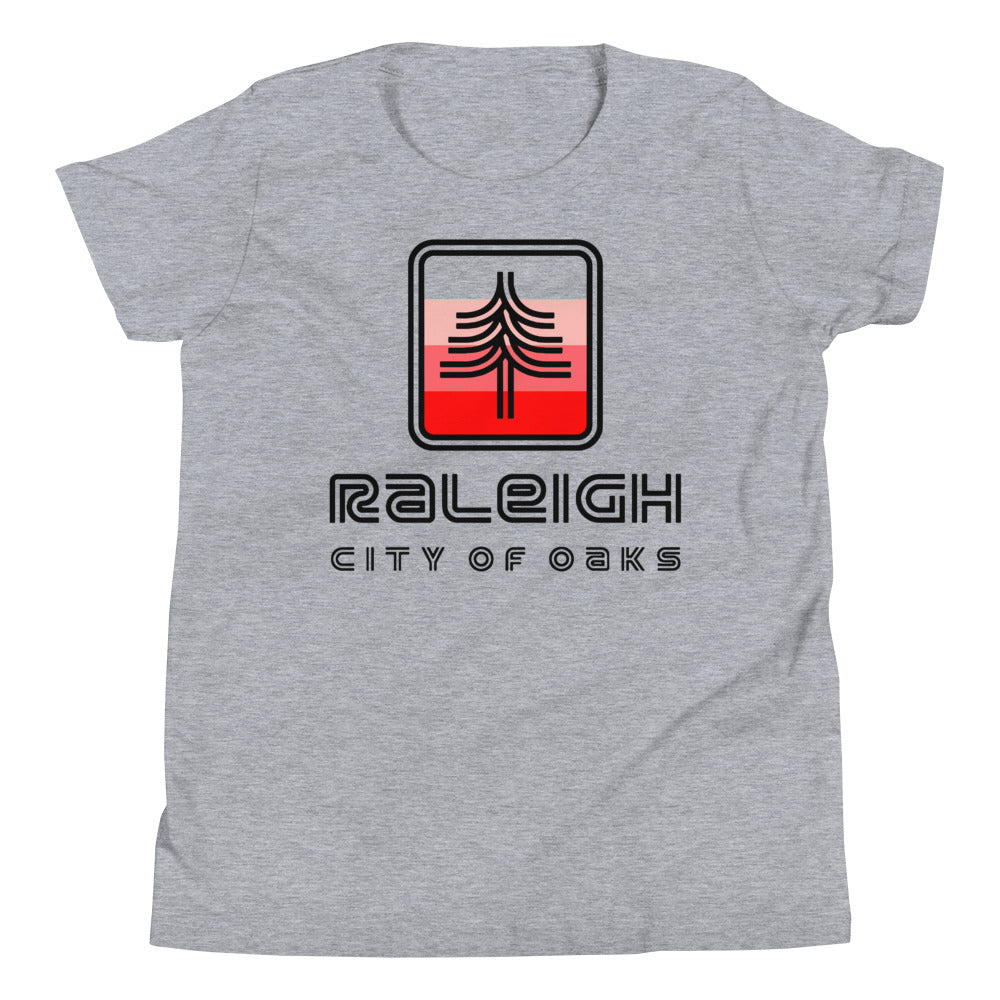Raleigh - City of Oaks (Black & Red) Youth Short Sleeve T-Shirt
